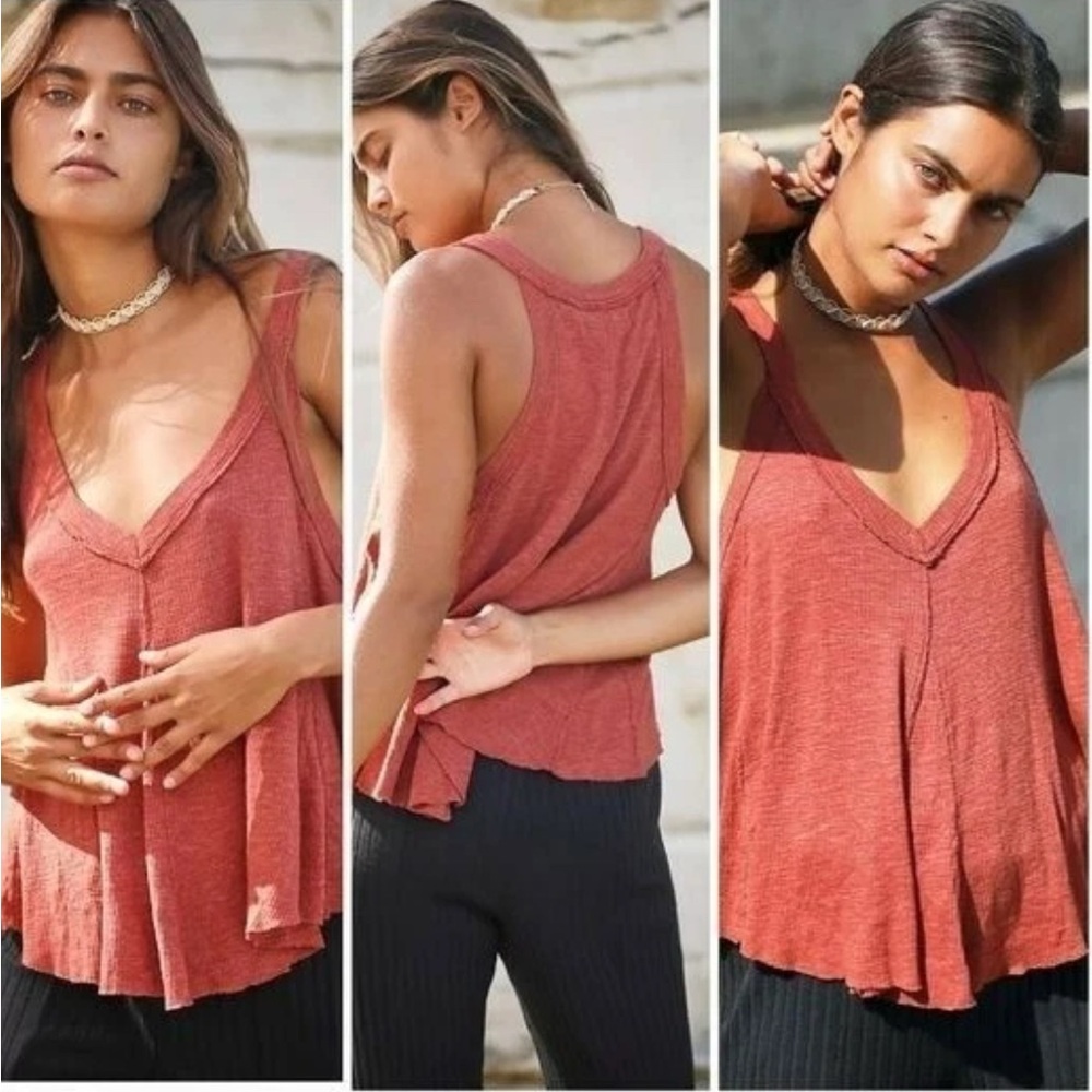 Free People Rust Red V-Neck Swing Tank
